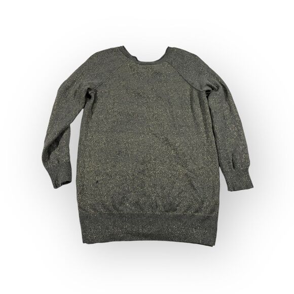 Vince Womens Pullover Oversized Crew Neck Gold Glitter Sweater Gray Cashmere S - Picture 6 of 10